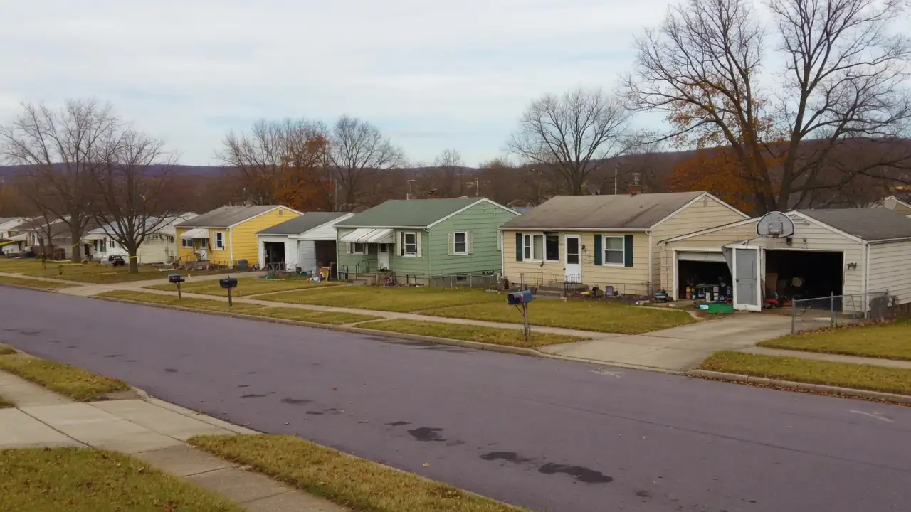A quiet residential street of post-war homes in Roxbury Township, New Jersey
